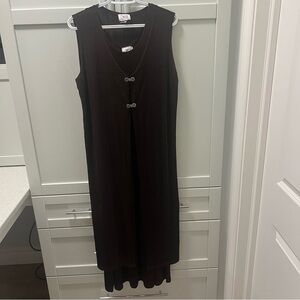 JOSTAR Two Piece Stretchy Brown Dress and OverDress Women's Size Medium